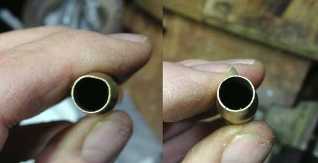 Case neck without dent after resizing,