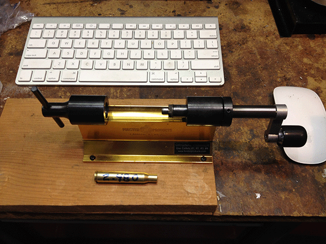 Showing a cartridge case trimmer