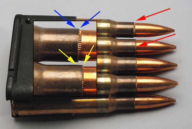 showing variations in seating depth in GI cartridges