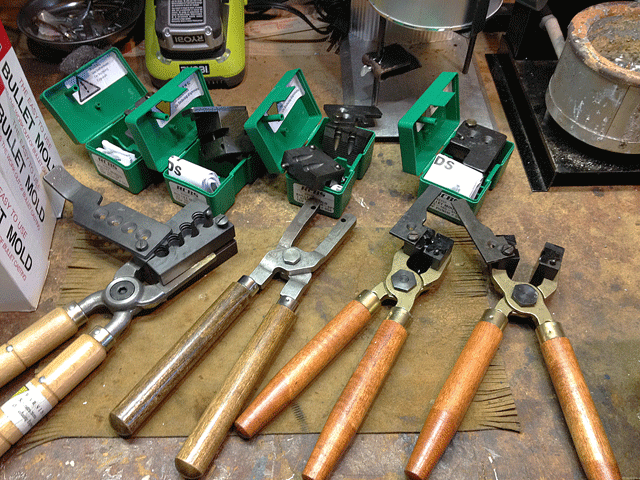 Showing many bullet moulds