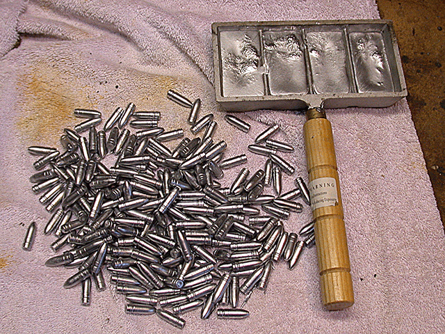 Showing 10 lbs of lead in the form of 236 heads and 4.5 lbs left over